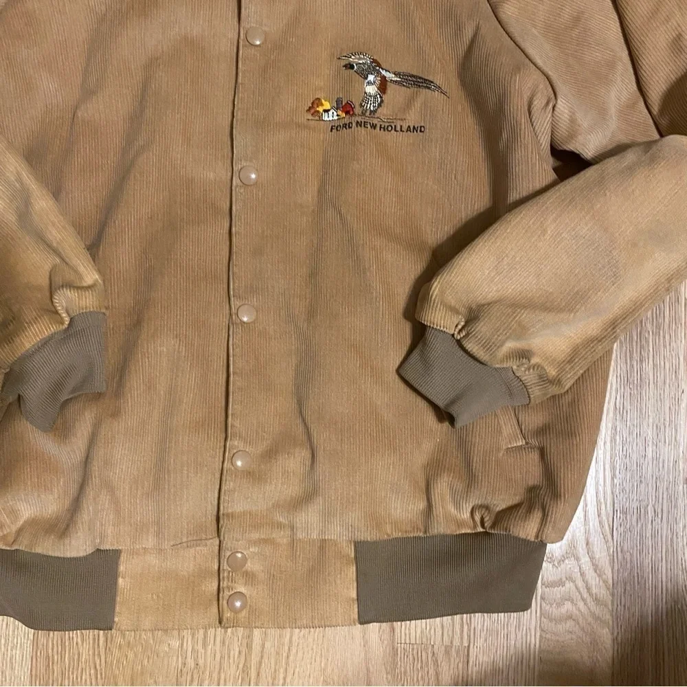 Vintage K-Brand Ford New Holland Corduroy Jacket Pheasant Embroidered Medium